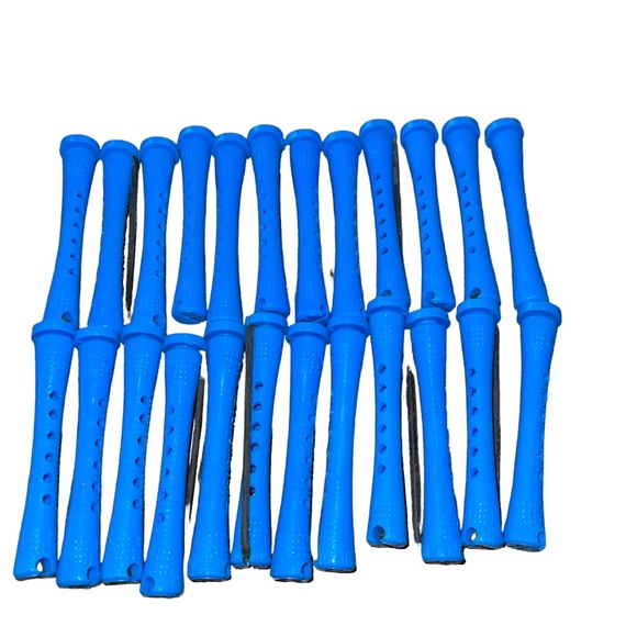 Short Blue Perm Rods Concave Rubber Band Closuer 24 Perm Rods Pre Owned. - Picture 2 of 3